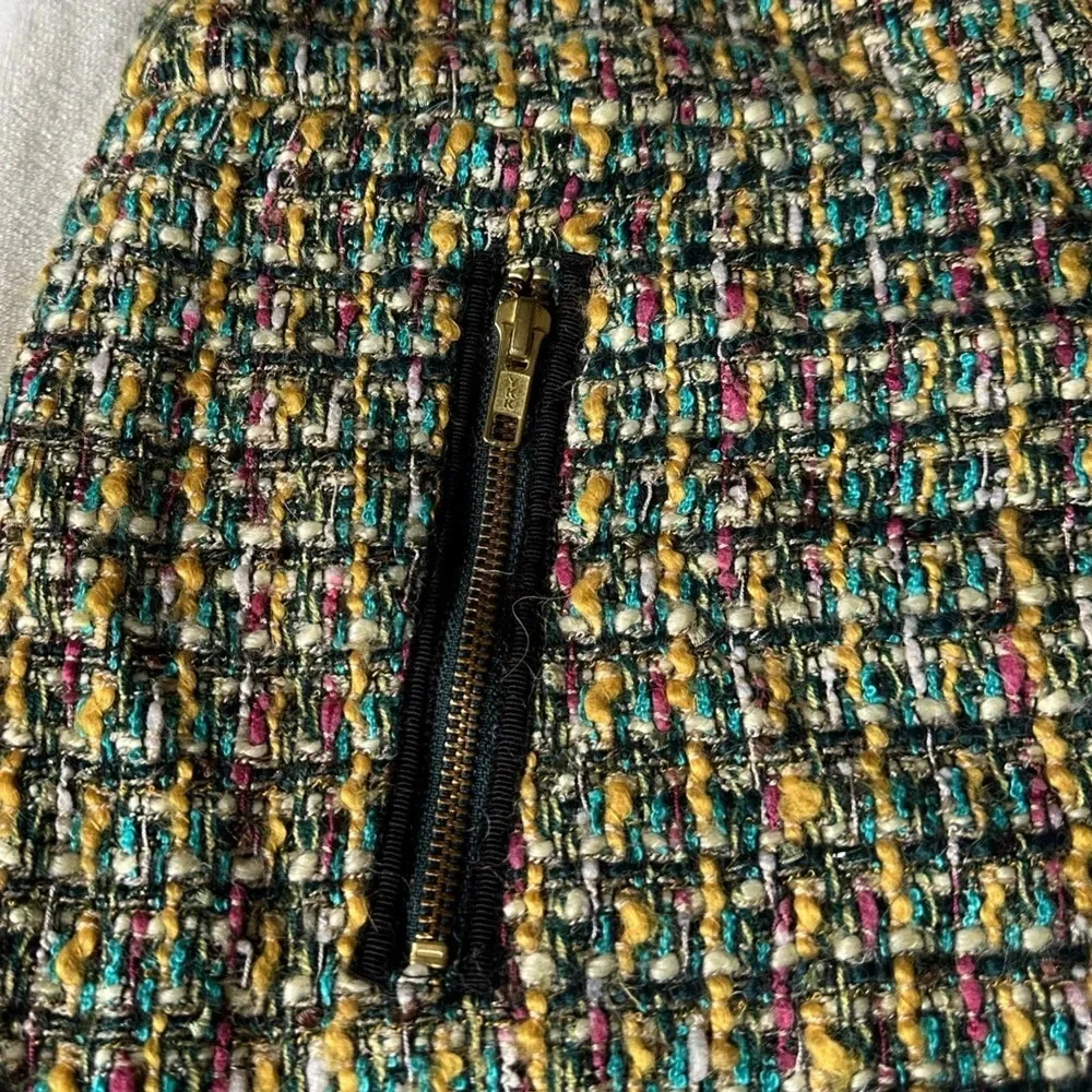 J. Crew Factory Tweed Gold Zip Mini Skirt Size 4 Preppy